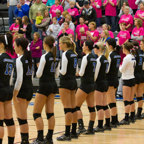 The Eagles line up before last year’s Dig Pink match