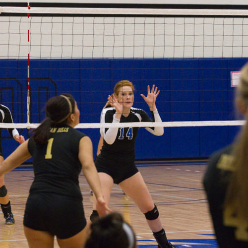 Kirkwood’s JoAnna Forkner prepares to block