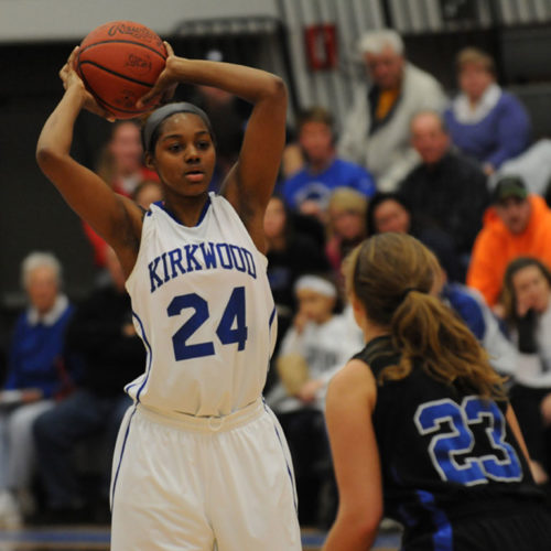 Kirkwood’s Kianna Jacobs looks for an open teammate