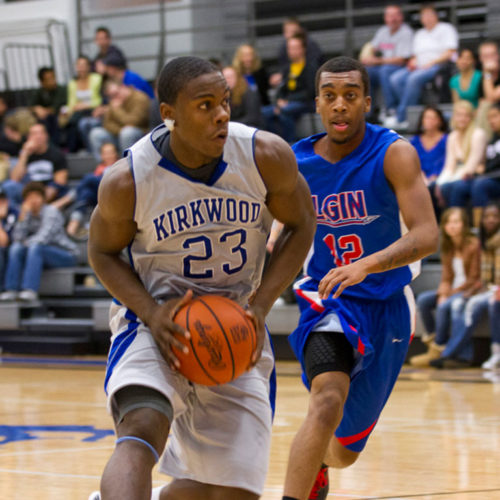 Kirkwood’s Devan Douglas drives to the basket