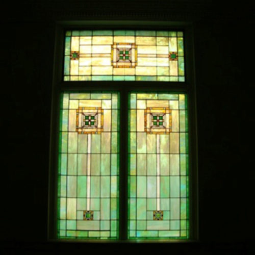 Millet stained-glass window