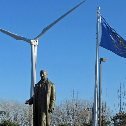 roundabout and wind turbine