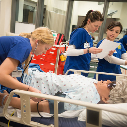 Kirkwood Nursing students work in the Katz Family Healthcare Simulation Center