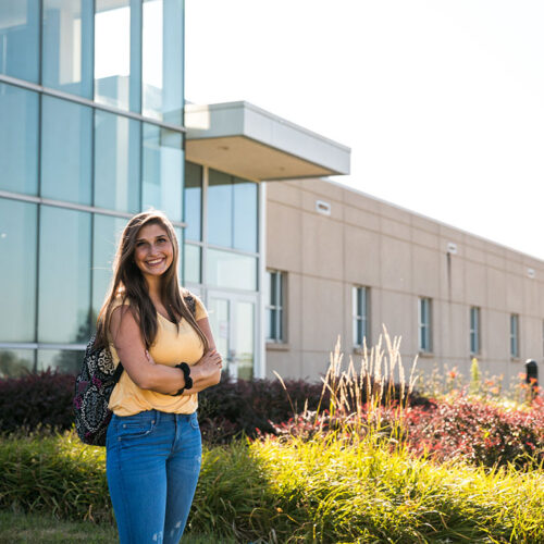 student on campus featured